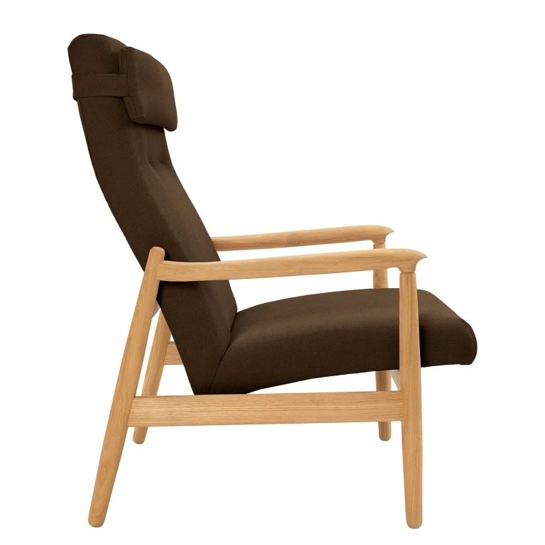 Loftscape Studio Copenhagen Fauteuil Tioga – Tissu – Marron – Chêne Clair – Sans Repose-pieds