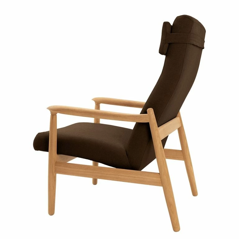 Loftscape Studio Copenhagen Fauteuil Tioga – Tissu – Marron – Chêne Clair – Sans Repose-pieds