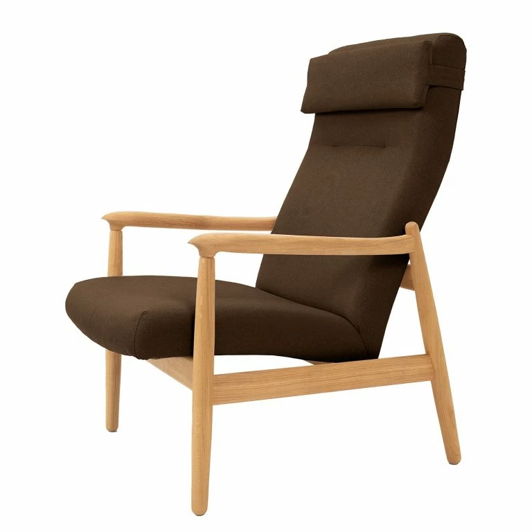loftscape Studio Copenhagen Fauteuil Tioga – Tissu – Marron – Chêne clair – Sans repose-pieds