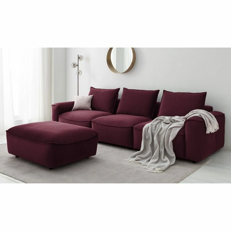 Loftscape Studio Copenhagen Grand Canapé Buckley I – Velours Shyla: Aubergine