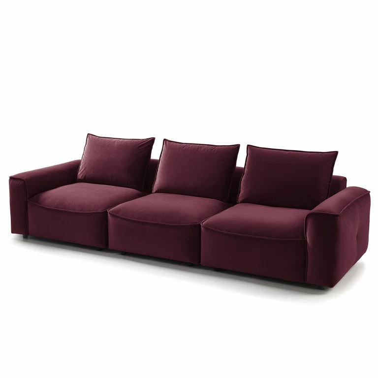 loftscape Studio Copenhagen Grand canapé Buckley I – Velours Shyla: Aubergine