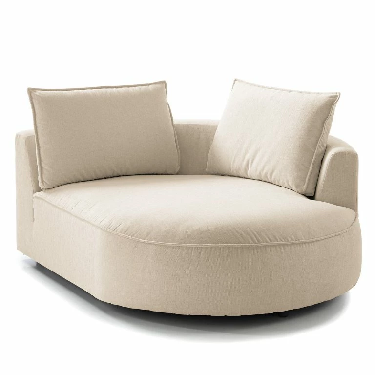 loftscape Studio Copenhagen Méridienne Buckley I – Tissu Saia: Beige – 126 x 154 cm – Alignement à droite