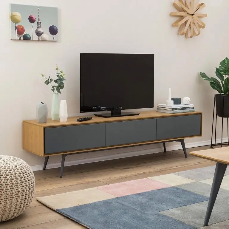 Loftscape Studio Copenhagen Meuble TV Danica – Placage En Bois Véritable – Gris Foncé Mat / Frêne