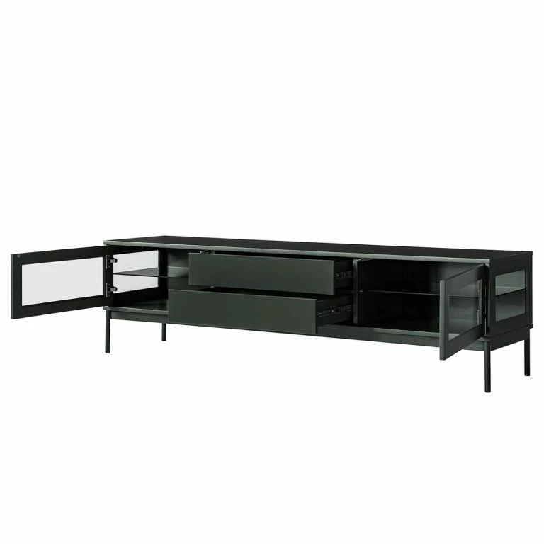 Loftscape Studio Copenhagen Meuble TV Exhall – Verre – Gris-vert