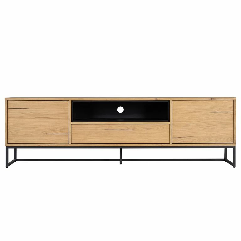 Loftscape Studio Copenhagen Meuble TV Flox I – Placage En Bois Véritable / Métal -Chêne / Noir