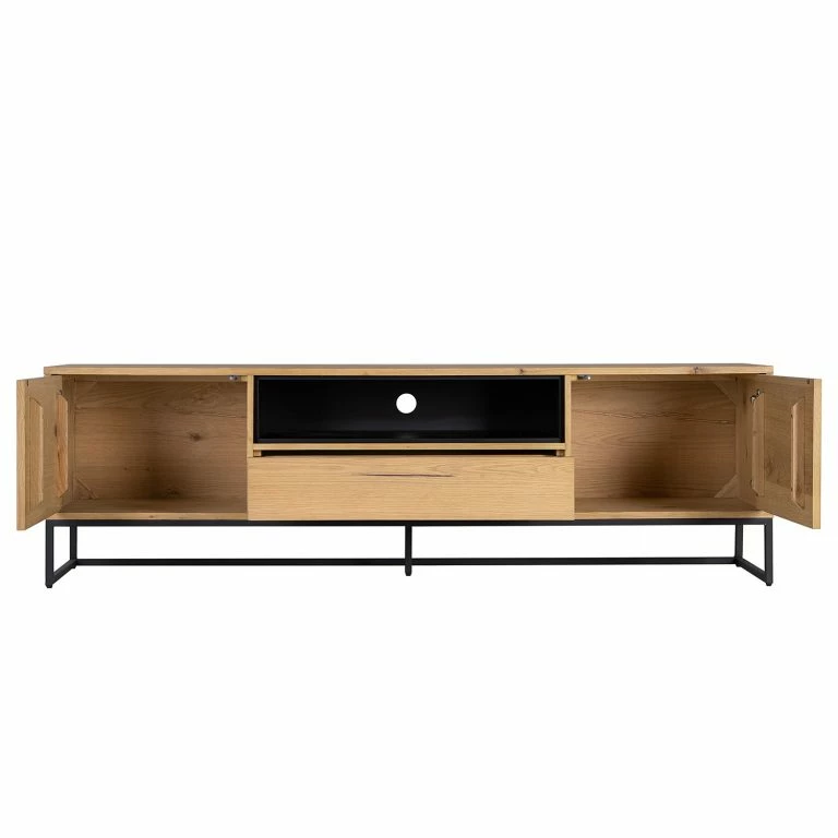 Loftscape Studio Copenhagen Meuble TV Flox I – Placage En Bois Véritable / Métal -Chêne / Noir