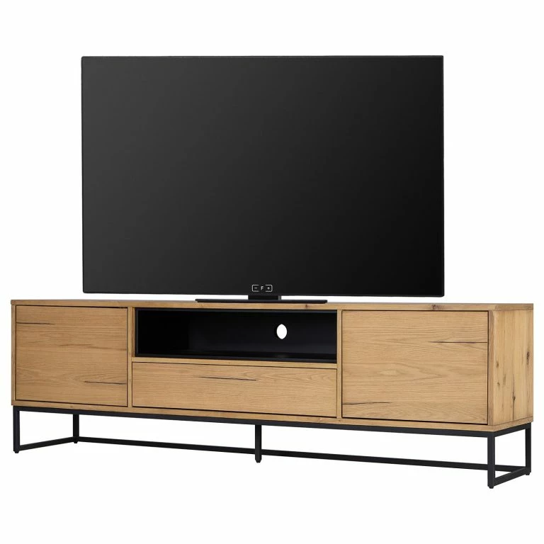 loftscape Studio Copenhagen Meuble TV Flox I – Placage en bois véritable / Métal -Chêne / Noir