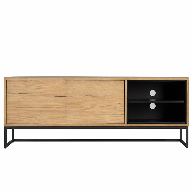 Loftscape Studio Copenhagen Meuble TV Flox II – Placage En Bois Véritable / Métal -Chêne / Noir