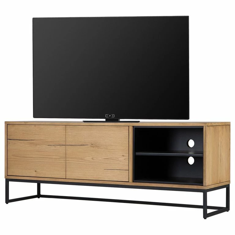 loftscape Studio Copenhagen Meuble TV Flox II – Placage en bois véritable / Métal -Chêne / Noir