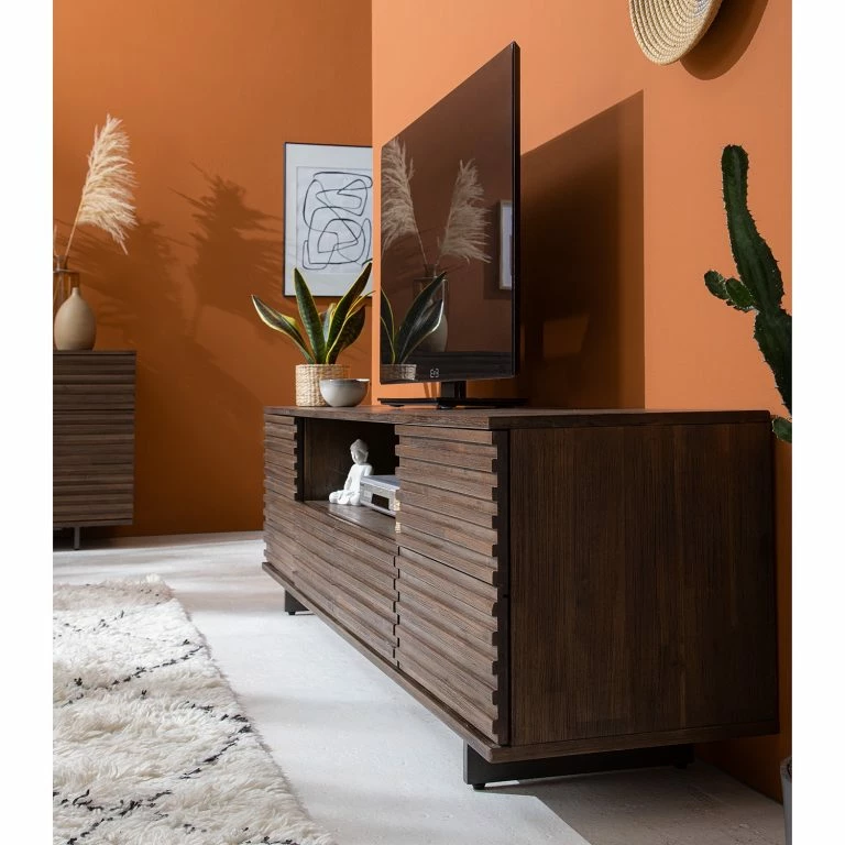 Loftscape Studio Copenhagen Meuble TV Kirley – Acacia Massif – Acacia Foncé