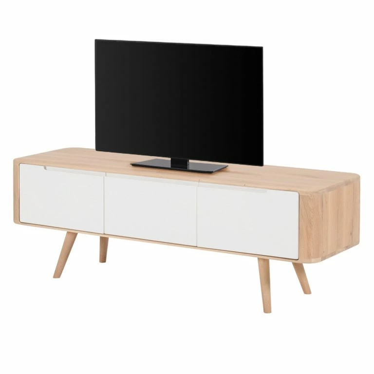 loftscape Studio Copenhagen Meuble TV Loca V – Partiellement en chêne sauvage massif – Chêne sauvage huilé clair – Largeur : 135 cm – Profondeur : 55 cm