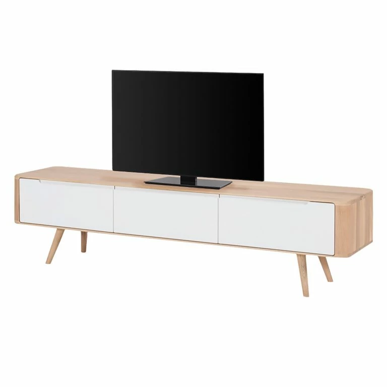 loftscape Studio Copenhagen Meuble TV Loca V – Partiellement en chêne sauvage massif – Chêne sauvage huilé clair – Largeur : 180 cm – Profondeur : 55 cm