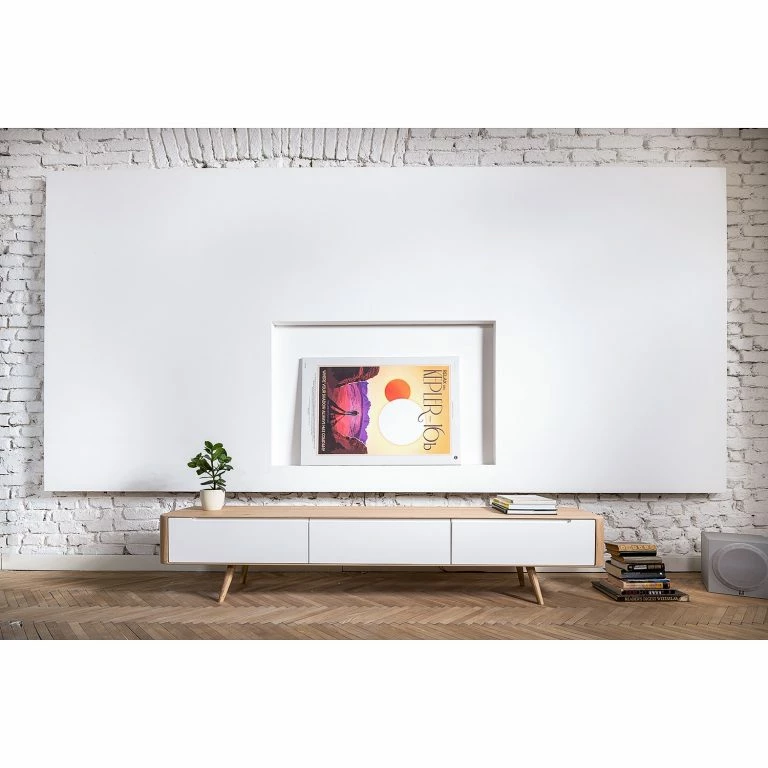 Loftscape Studio Copenhagen Meuble TV Loca V – Partiellement En Chêne Sauvage Massif – Chêne Sauvage Huilé Clair – Largeur : 225 Cm – Profondeur : 55 Cm