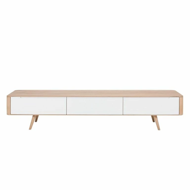 Loftscape Studio Copenhagen Meuble TV Loca V – Partiellement En Chêne Sauvage Massif – Chêne Sauvage Huilé Clair – Largeur : 225 Cm – Profondeur : 55 Cm
