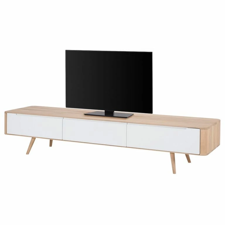loftscape Studio Copenhagen Meuble TV Loca V – Partiellement en chêne sauvage massif – Chêne sauvage huilé clair – Largeur : 225 cm – Profondeur : 55 cm