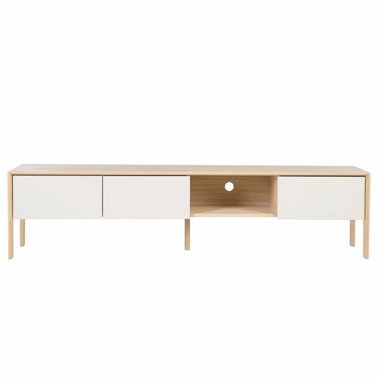 Loftscape Studio Copenhagen Meuble TV Maayka II – Partiellement En Chêne Massif – Blanc / Chêne Clair