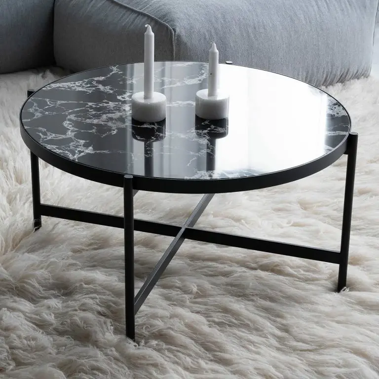 Loftscape Studio Copenhagen Table Basse Abee – Imitation Marbre Noir / Noir