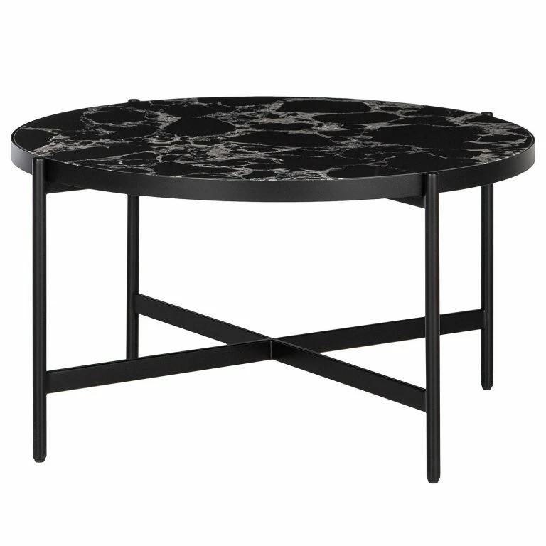 loftscape Studio Copenhagen Table basse Abee – Imitation marbre noir / Noir