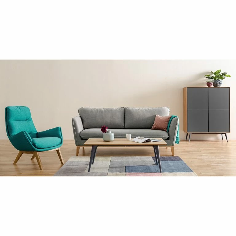 Loftscape Studio Copenhagen Table Basse Danica – Placage En Bois Véritable – Gris Foncé Mat / Frêne