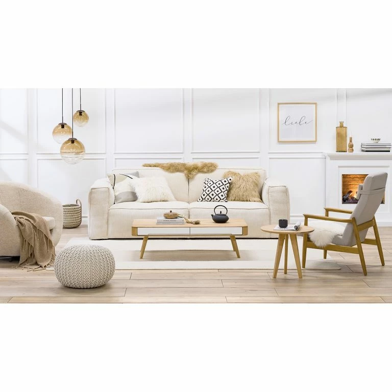 Loftscape Studio Copenhagen Table Basse Loca II – Chêne Sauvage Partiellement Massif – Chêne Sauvage / Blanc