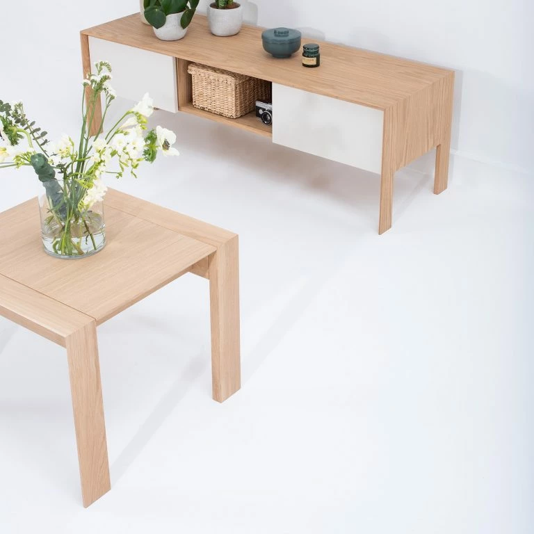 Loftscape Studio Copenhagen Table Basse Maayka – Partiellement En Chêne Massif – Chêne Clair – Largeur : 55 Cm