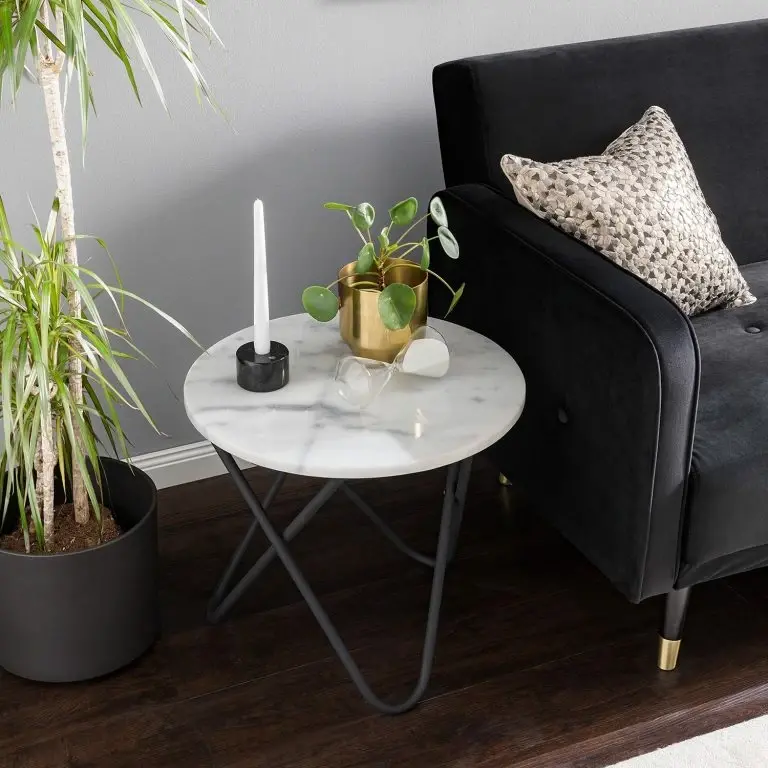Loftscape Studio Copenhagen Table Basse Menou I – Marbre / Métal – Marbre Blanche/ Noir