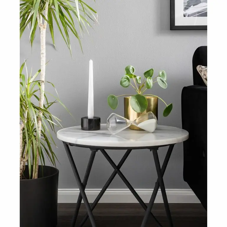Loftscape Studio Copenhagen Table Basse Menou I – Marbre / Métal – Marbre Blanche/ Noir