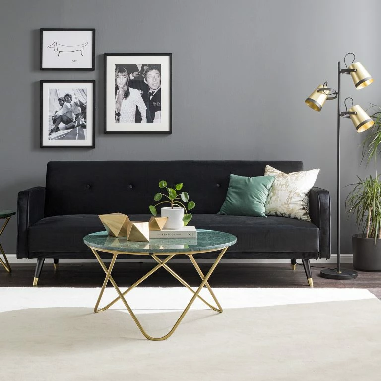 Loftscape Studio Copenhagen Table Basse Menou II – Marbre / Métal – Vert / Doré