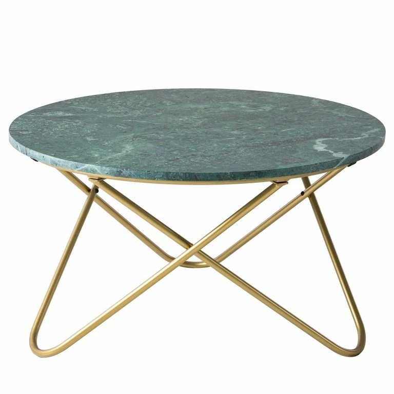 Loftscape Studio Copenhagen Table Basse Menou II – Marbre / Métal – Vert / Doré