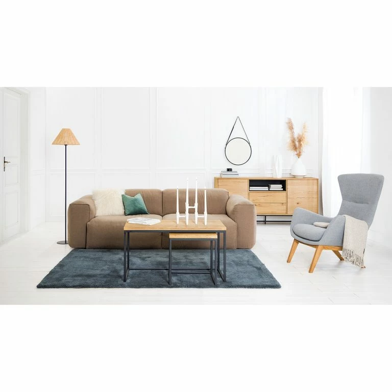 Loftscape Studio Copenhagen Tables Basses Flox (lot De 2) – Placage En Bois Véritable / Métal -Chêne / Noir