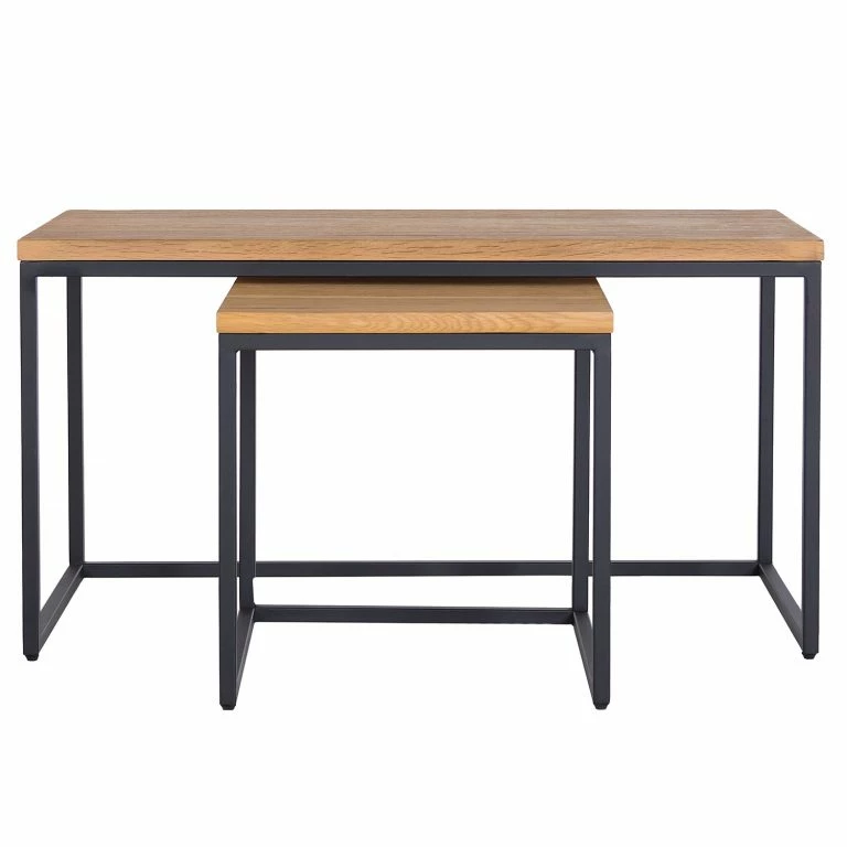 Loftscape Studio Copenhagen Tables Basses Flox (lot De 2) – Placage En Bois Véritable / Métal -Chêne / Noir
