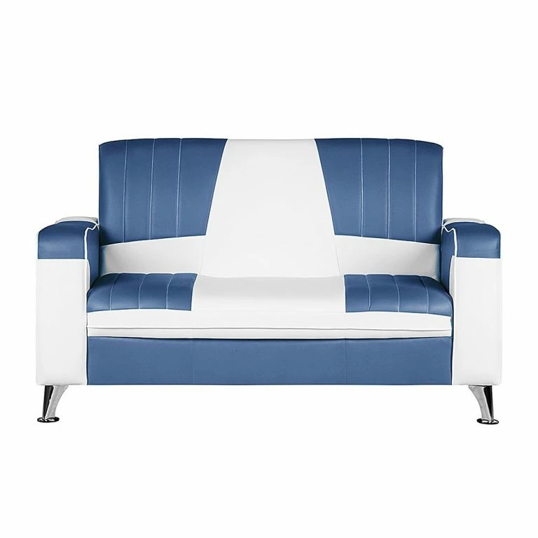 Loftscape Studio Monroe Canapé Nixa (2 Places) – Cuir Synthétique – Blanc / Bleu Foncé