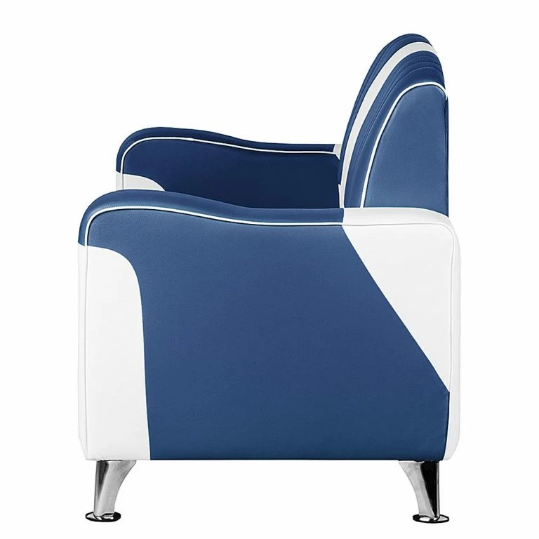Loftscape Studio Monroe Canapé Nixa (2 Places) – Cuir Synthétique – Blanc / Bleu Foncé