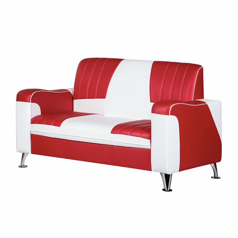 loftscape Studio Monroe Canapé Nixa (2 places) – Cuir synthétique – Rouge / Blanc