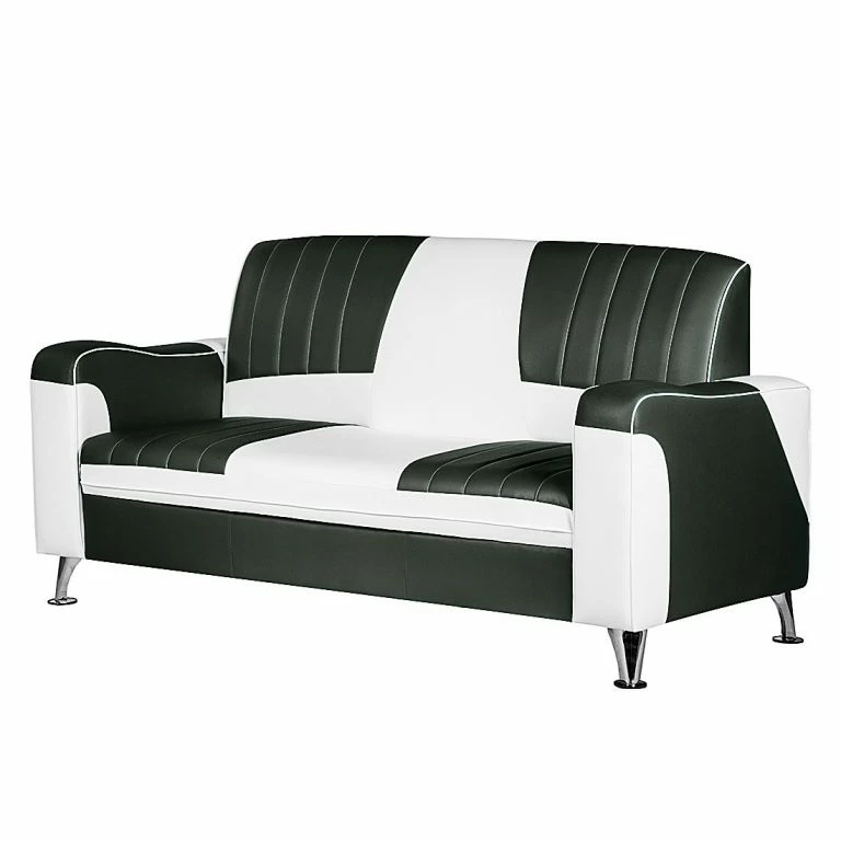 loftscape Studio Monroe Canapé Nixa (3 places) – Cuir synthétique – Blanc / Noir