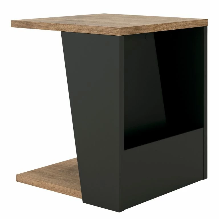 loftscape Temahome Bout de canapé Albi – Placage en bois véritable – Noyer / Noir