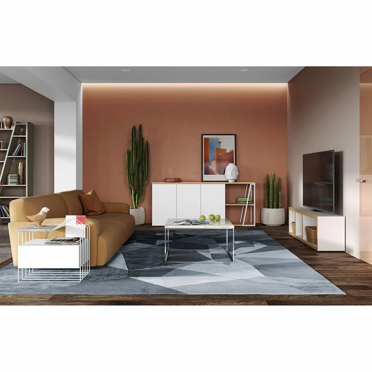 Loftscape Temahome Buffet Albi – Placage En Bois Véritable – Chêne / Blanc