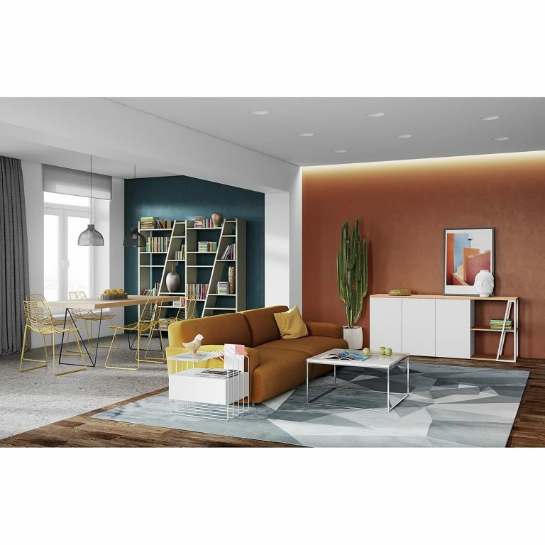 Loftscape Temahome Buffet Albi – Placage En Bois Véritable – Chêne / Blanc