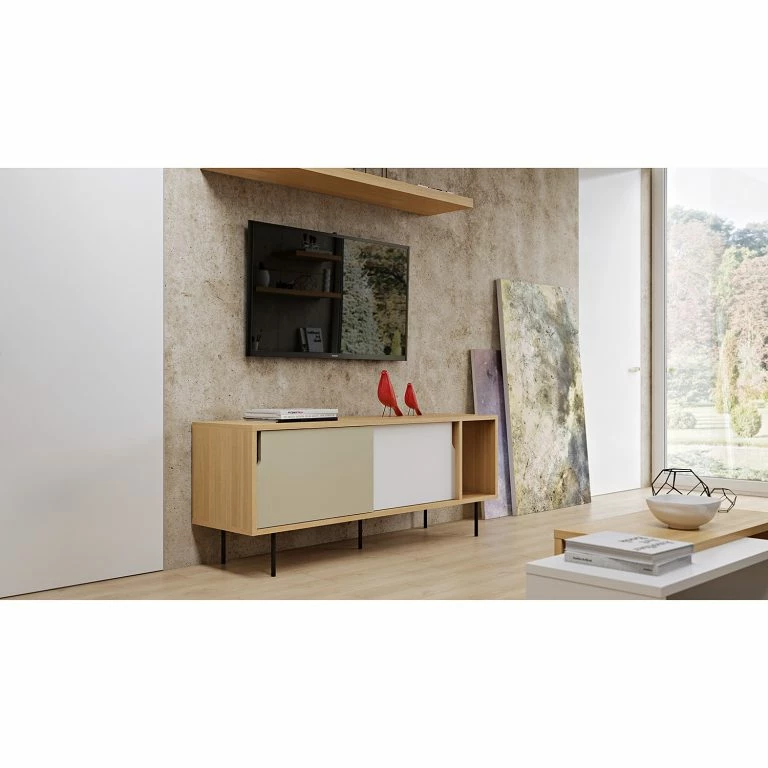 Loftscape Temahome Buffet Noa II – Blanc / Gris Minéral – Chêne