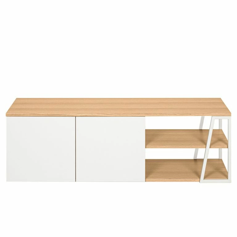 Loftscape Temahome Meuble TV Albi – Placage En Bois Véritable – Chêne / Blanc