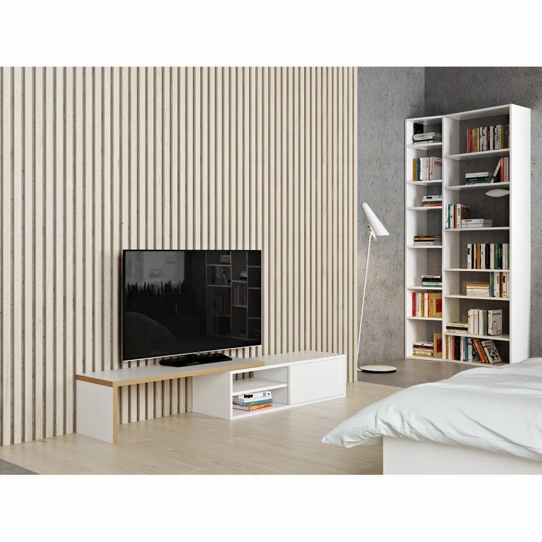 Loftscape Temahome Meuble TV Echo – Blanc / Marron Clair