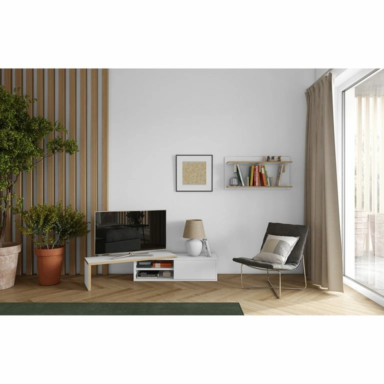 Loftscape Temahome Meuble TV Echo – Blanc / Marron Clair