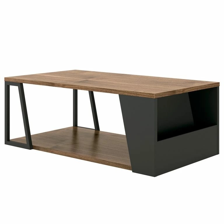 loftscape Temahome Table basse Albi – Placage en bois véritable – Noyer / Noir