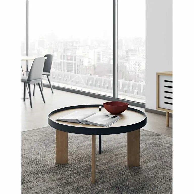 Loftscape Temahome Table Basse Bruno – Placage En Bois Véritable / Métal -Chêne / Noir