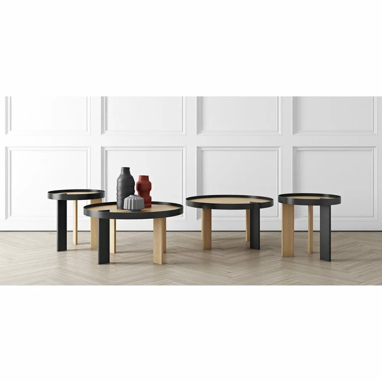 Loftscape Temahome Table Basse Bruno – Placage En Bois Véritable / Métal -Chêne / Noir