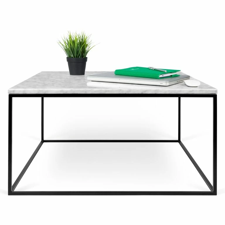 Loftscape Temahome Table Basse Gleam I – Marbre / Métal – Blanc / Noir – Largeur : 75 Cm