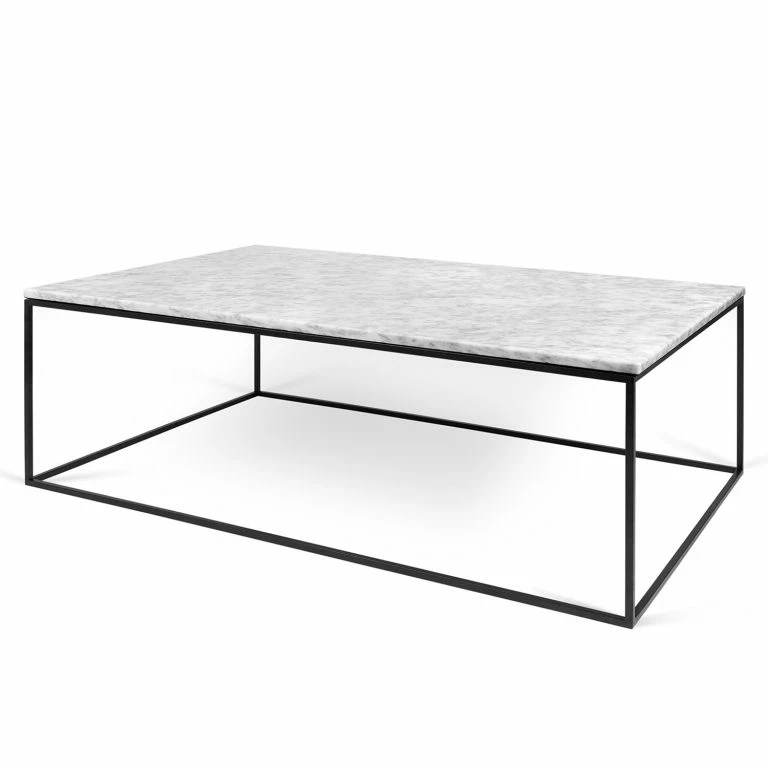 loftscape Temahome Table basse Gleam I – Marbre / Métal – Blanc / Noir – Largeur : 120 cm