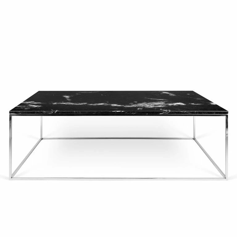 Loftscape Temahome Table Basse Gleam I – Marbre / Métal – Noir / Chrome – Largeur : 120 Cm