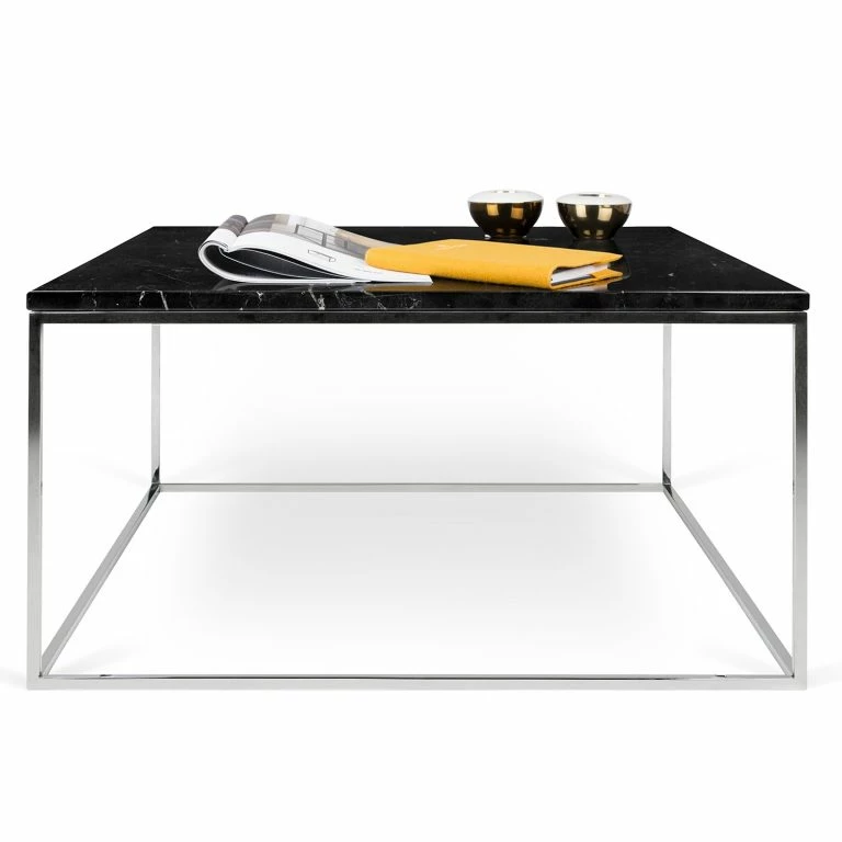 Loftscape Temahome Table Basse Gleam I – Marbre / Métal – Noir / Chrome – Largeur : 75 Cm