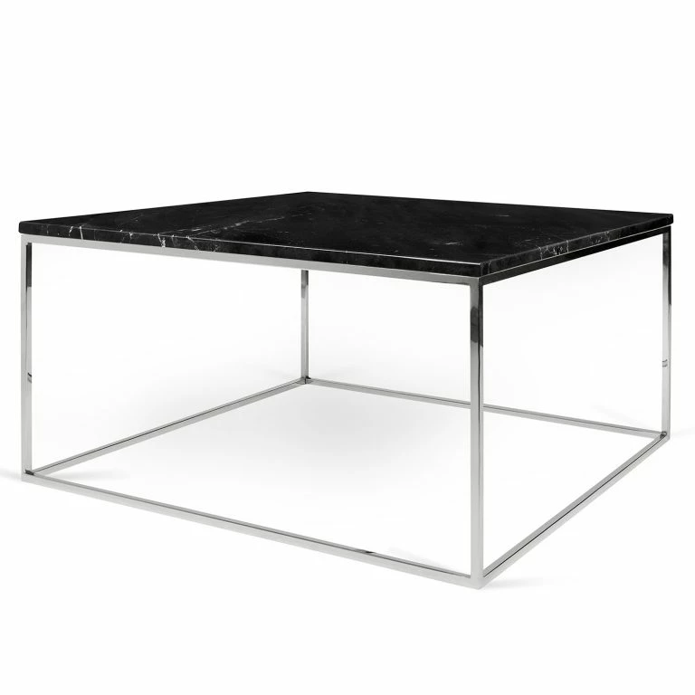 loftscape Temahome Table basse Gleam I – Marbre / Métal – Noir / Chrome – Largeur : 75 cm